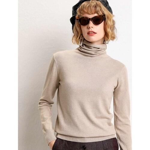 2020 new high collar ladies cashmere sweater bottoming shirt pullover sweater long sleeve autumn and winter ladies sweater