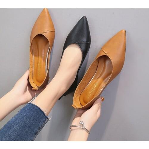 New Womens Single Shoes Shallow Mouth, Pointed Toe, Professional Work Shoes, All-match Flat-heeled Low-top Single Shoes Women