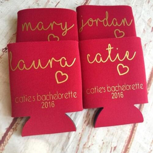 Personalize names wedding Bachelorette Can Coolers bridesmaid Drink Coolers, customize bridesmaid maid of honor proposal gifts