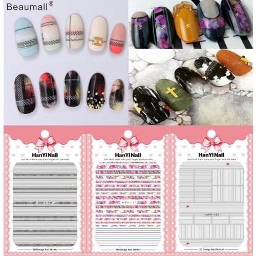 Strips Patterns! Nails Art Manicure Back Glue Decal Decorations Design Nail Sticker For Nails Tips Beauty