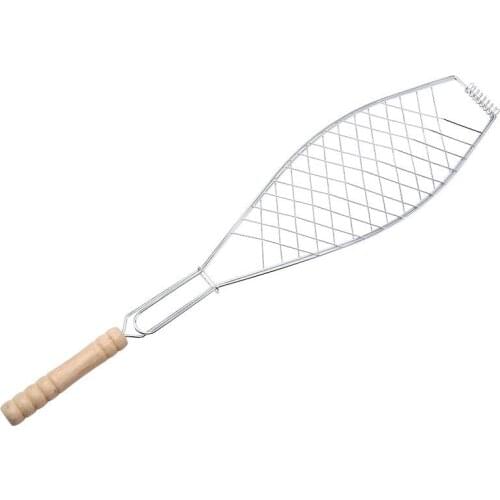 Portable Nonstick Fish Grilling Basket With Handle Chicken Meat BBQ Mesh Clip DIY Barbecue Tool Roasting Accessories Outdoor