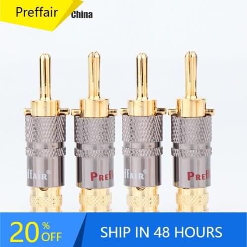 Preffair 8pcs\\lot New Brass Banana Plug with Lock Red And White Speaker Amplifier Connector Speaker Cable banana plug BA1457
