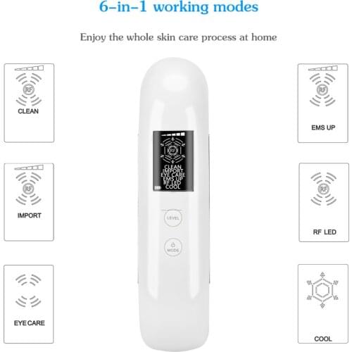 RF Anti Aging Device Eye Care EMS Face Lifting Skin Tightening Tools LED Light Phototheray Face Cleaning Tool Ion Face Massgaer