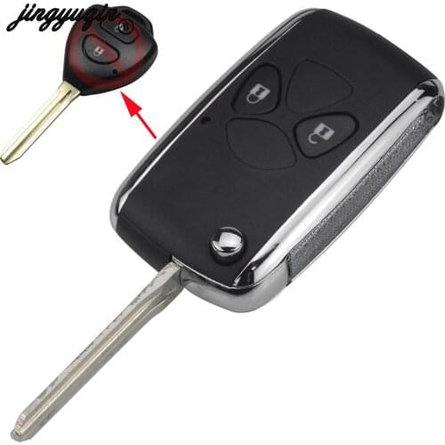 Jinyuqin 2 Button Flip Folding Remote Auto Car Key Case Shell Fob Replacement for Toyota Camry RAV4 Corolla PRADO YARIS