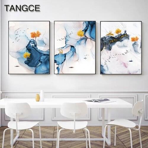 Modern Abstract Canvas Poster Yellow Blue Wall Art Painting Nordic Posters and Prints Wall Pictures for Living Room Home Decor