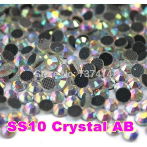 SS10 1440pcs/Bag Clear AB Crystal DMC HotFix FlatBack Rhinestones DIY Iron on Glass HotFix Crystal