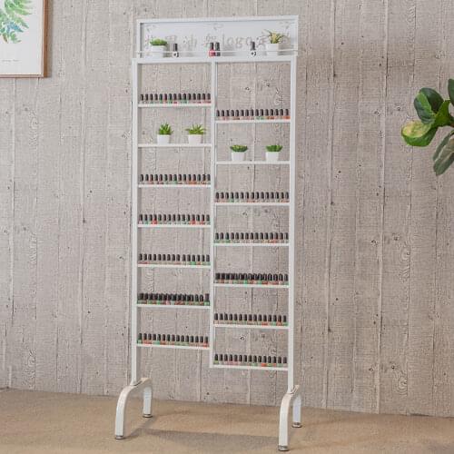 15% Nail Polish Display Rack Standing Metal Racks for Manicure Beauty Salon Cosmetic Bottle Organization Display Storage