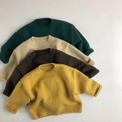 2021 Warm Kids Sweaters Spring Winter Baby Boys Girls Warm Knitted Bottoming Thicken Childrens Clothes Top High Quality