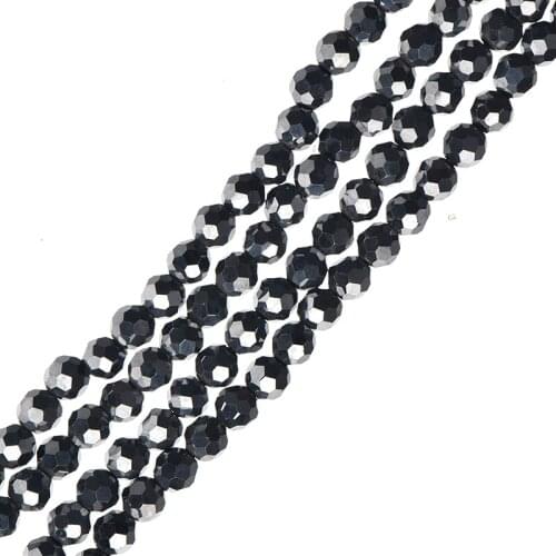 Brilliant Black 3mm-2mm Terahertz Stone Faceted Health Energy Stone Loose Beads 15inch Making jewelry Gifts H529
