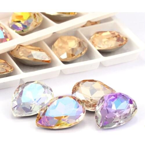 All Sizes Super Shining Fancy Tear Drop K9 Glass Loose Rhinestones Piontback Strass Crystal Glue on Clothes Jewelry Accessories