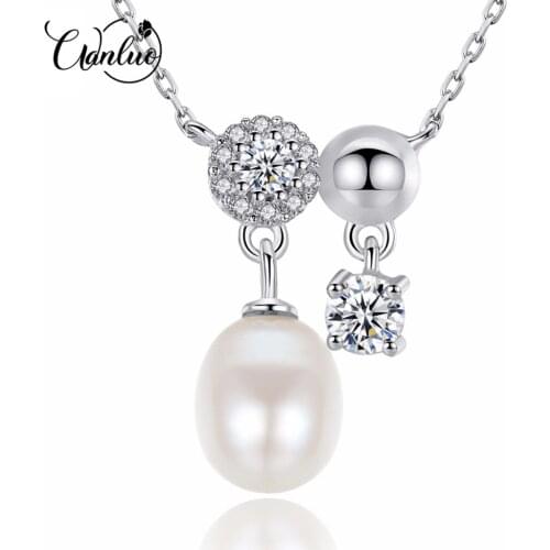 WL Brand Newest Luxury Shiny Zircon 100% Natural Freshwater Pearl Pendants For Women Fashion 925 Sterling Silver Wedding Jewelry