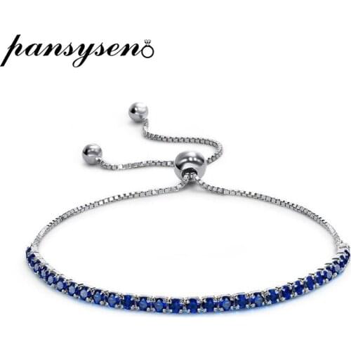PANSYSEN 2021 New Trendy Fine Jewelry Adjustable Tanzanite Gemstone Bracelets for Women Luxury Fine Jewelry Gifts Drop Shipping