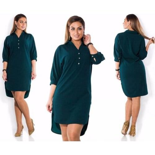 Big Size Women Shirt Dress Spring Iirregular Turn-down Collar Mini Dress Oversized 5XL 6XL Solid Color Casual Chiffon Vestidos