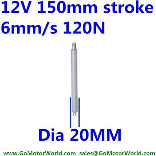 12V 6mm/s speed 150mm stroke 120N load DC tubular linear motor in line linear actuator LA14 type