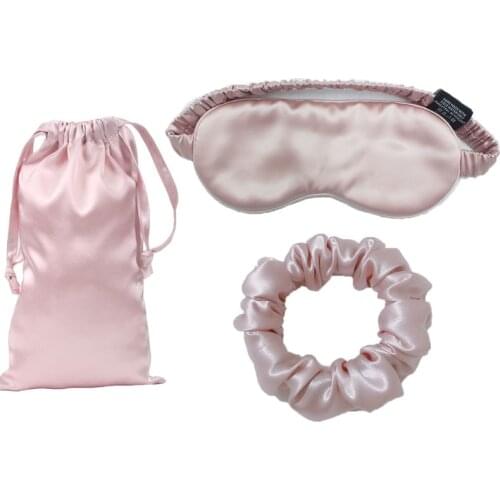 3PCS/Set 100% Real Silk Eyemask Sleep Eye Cover Mask 22MM Mulberry Silk Fabric Comfortable Soft Women Hair Tie For Travel