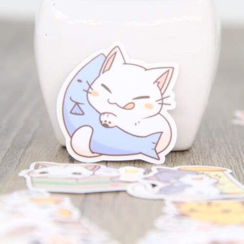 40pcs cat cartoon photo album scrapbook waterproof decorative stickers DIY handmade gift scrapbook stickers