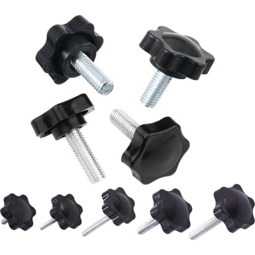 5/10 pcs Six Star Plum Bakelite Hand Tighten Nuts Clamp Knob Handle Thread Star Black Manual Thumb Nut M5 M6