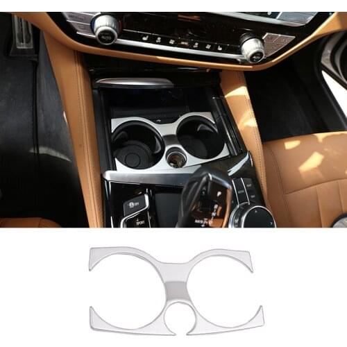 ABS Matte Car Interior Water Cup Holder Panel Frame Trim Sticker For BMW 5 series G30 525Li 530li 2017-2018 Car Accessories