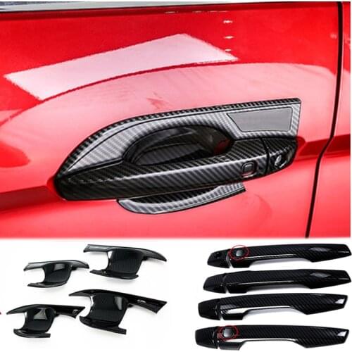 Accessories For Mitsubishi Eclipse Cross 2018 ABS Carbon fiber Exterior Side Door handle and Handle Bowl Cover Trim Decoration