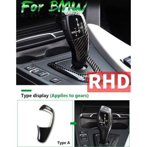 Car Styling RHD Right Hand Driver Real Carbon Fiber Gear Shift Knob Cover Panel Trim Decal For BMW 5-series F10 F11 F18 F20 F30