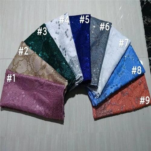 White African Sequins Lace Fabric New Arrival Nigerian Tulle Mesh Lace Fabric For Wedding 3d Sequins Lace Fabrics with Party