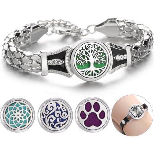 Aromatherapy Bracelet Adjustable Perfume Essential Oil Diffuser Locket Bracelet Magnetic 316L Stainless Steel Diffuser Bracelets