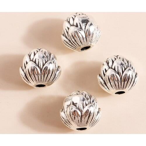 10pcs 8*8mm Antique Silver Color 3D Flower Connectors Beads for Jewelry Making Flower Pendants Necklaces Bracelets Accessories