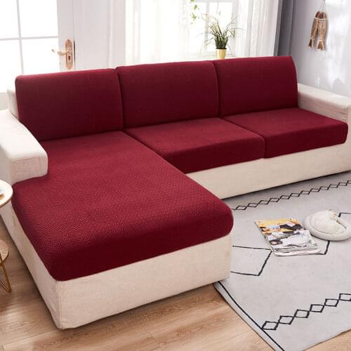 Jacquard Thick Sofa Cushion Cover Corner Sofa Seat Slipcover Elastic Solid Color Couch Cover Funiture Protector