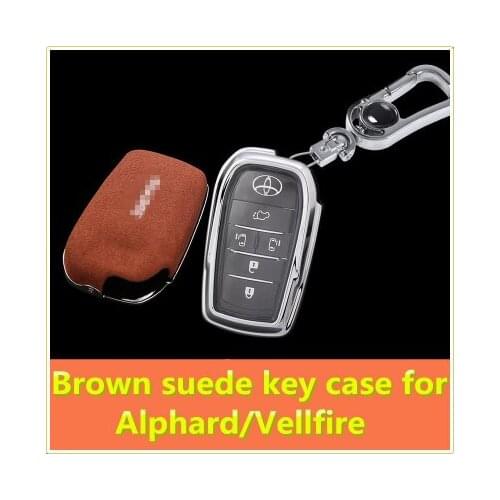 Car Key Cover Zinc Alloy+Leather Case Bag Keychain Skin Set automobile accessories For Toyota Alphard Vellfire 30 2016-2021