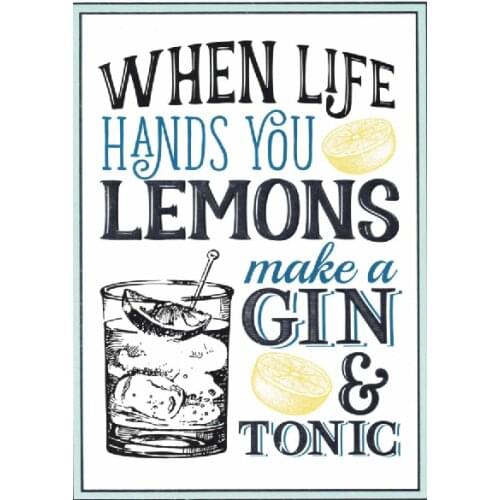 Gin & Tonic Metal Sign Pub Plaque Vintage Gift Bar Man Cave Shed Garden Lemons