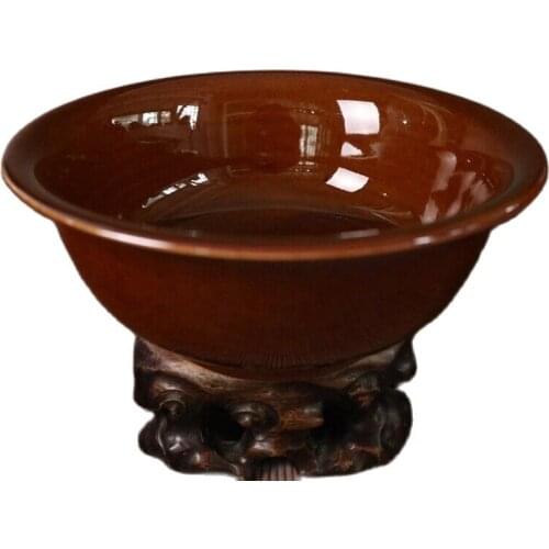 China old porcelain Monochrome glazed gold brown glaze bowl