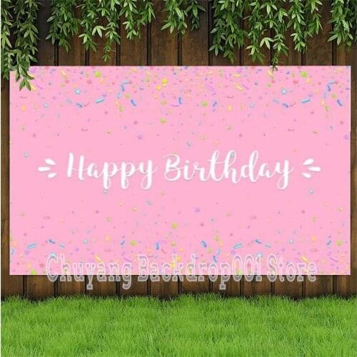 Pink Donut Party Backdrop Sweet Girl Happy Birthday Background Donut Grow Up Newborn Baby Party Decorations Cake Table Banner