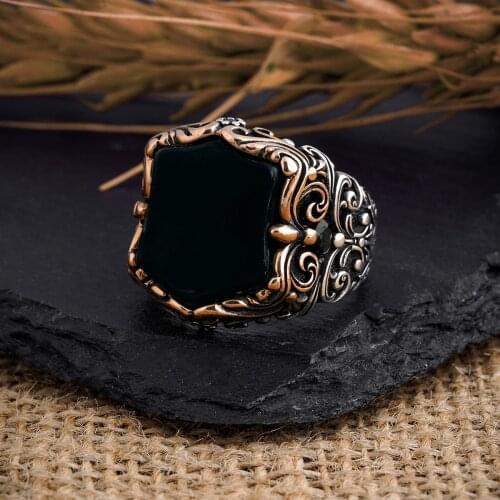 Guaranteed High-quality 925 Sterling Silver onyx STONE ring Jewelry Made in Turkey in a luxurious way for men with gift