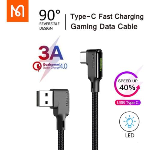 Mcdodo usb Type-C Cable 90 Degree USB Cable For Huawei Samsung 3A Fast Charging Cable For Mobile Phone