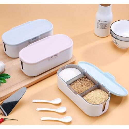 Seasoning Box 3 Components Kitchen Seasoning Container With Tableware For Salt Pepper Sugar For Kitchenware Accessories Tools