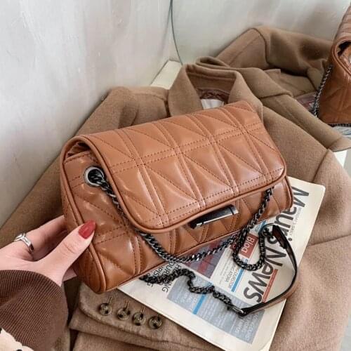 Lattice Square Tote bag 2021 Fashion New High quality PU Leather Womens Designer Handbag Chain Shoulder Messenger Bag Purses