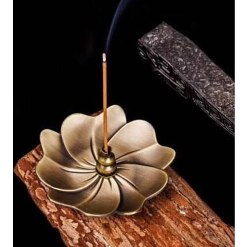 HOT Alloy Incense Burner Burner Plate Holder Buddhism Plate Lotus Censer Coil Buddhist Temples Yoga Studies Incense Burn Line