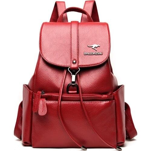 Fashion Women Pu Leather Backpacks High Quality Female Vintage School Bag For Girls Travel Shoulder Bagpack
