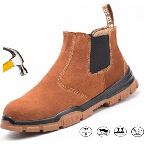 Work Safety Shoes for Men Boots Steel Toe Shoes Puncture-Proof Indestructible Sneakers Male Retro Waterproof Non-slip Work Shoes