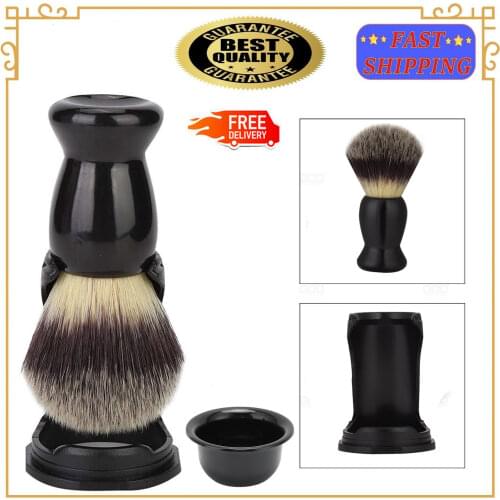 Black Men Shaving Brush Holder Set Acrylic Shaving Brush Holder Support Beard Brush Shaving Tool for Mens