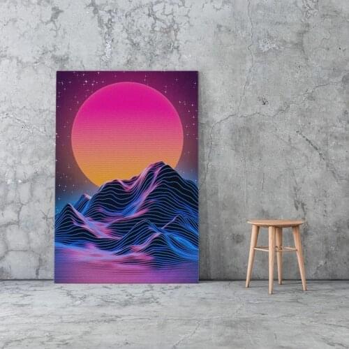 Canvas Painting Mural Purple Sunset Landscape Decoration Poster Frameless Home Wall Decoration Art Poster for Living Room Porch