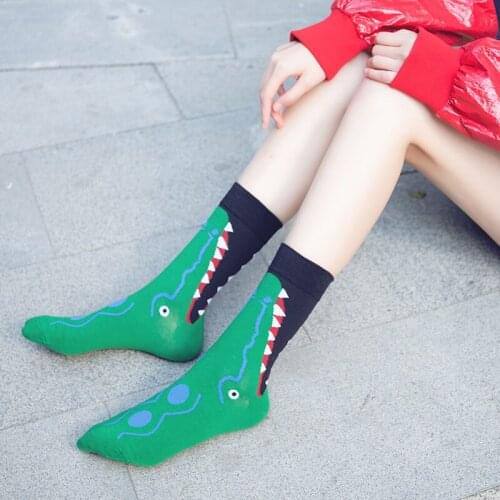 YZ-S-ZZ-0111 fashion in the tube striped crocodile shark animal series personality lovers long socks for 2021