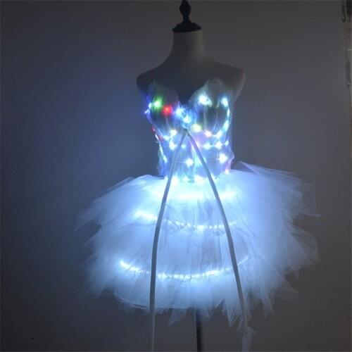 RE11 Performance wears led dress RGB light stage LED costumes dj show party skirt wedding dresses female colorful clothing club