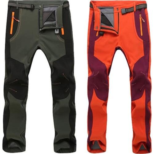 Autumn Winter Thick Warm Cargo Pants Men Women Casual Waterproof Windproof Soft Shell Trousers Tactical Military Fleece Pants