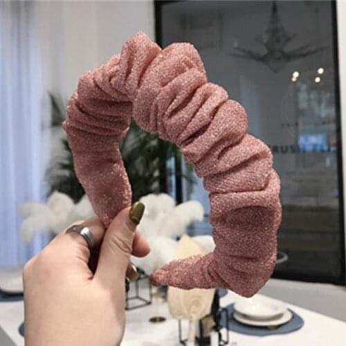 Pink Plain Headband Gold Stamping Fabric Hairband for Women Girls Hair Accessories Wide Head Band Adults Make Up Headwear Hoop