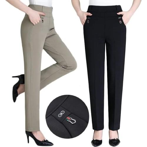 2021 New Atumn Womens Pants Mom Elastic High Waist Casual Harem Pants Female Trousers Loose Straight Pants Plus Size 5XL