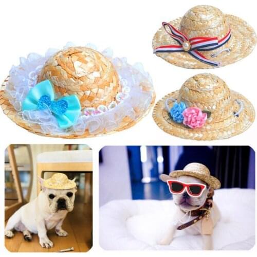 High Quality Dog Accessorites Sun Protection Hat For Dogs Cute Pet Casual Straw Hat Cap For Chihuahua Pet Products Pet Cap
