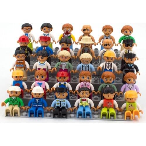 Big Size Building Blocks Plastic Bricks Model Family Worker Doctor Firemen Toys for Children Compatible Duplos Figures Set