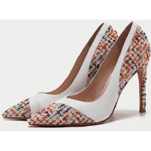 Spring New Large Size Small Size Color Matching Pointed Stiletto High Heel Work Shoes Banquet Dress All-match Womens Single Shoe