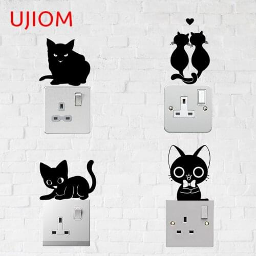 UJIOM Lovely Cat Home Decoration Living Room Decor Wall Stickers Moisture Proof Home Office Refrigerator Computer Decor Decals